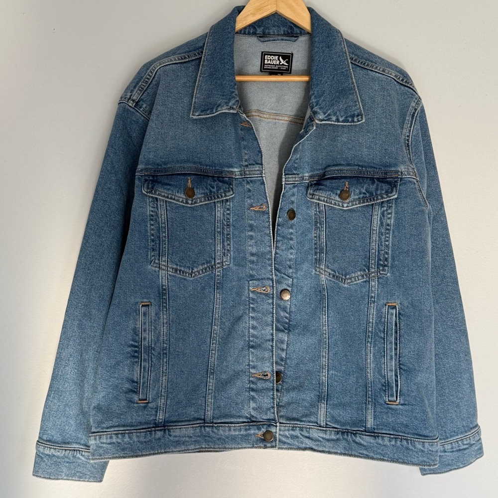 Eddie Bauer Women’s Denim Trucker Jacket Vintage Wash 2XL Plus Size Spring 90s